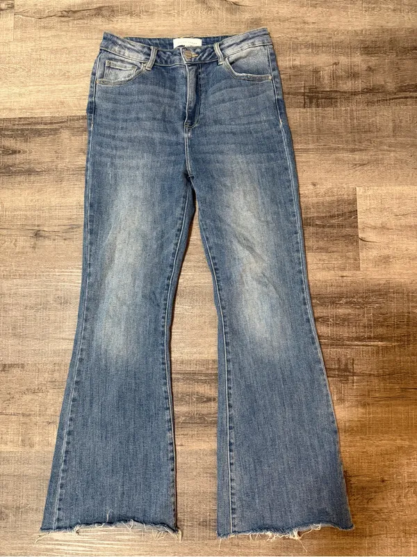 RISEN Urban Grace High Rise Frayed Hem Wide Leg jeans - Image 3