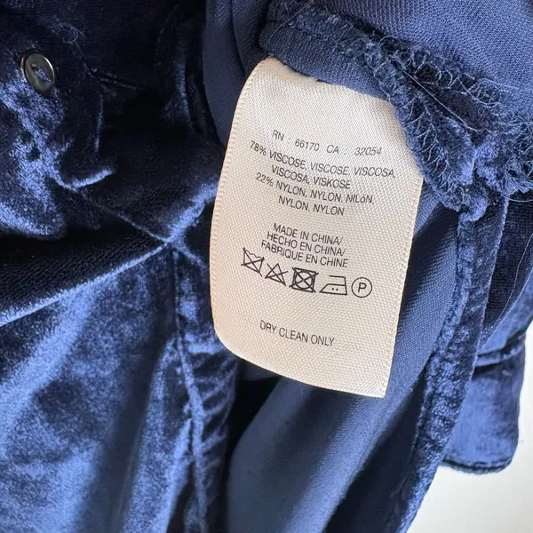 NWOT Anthropologie Maeve Navy Blue Velvet Tunic Blouse US 4 Button Front Top - Image 8
