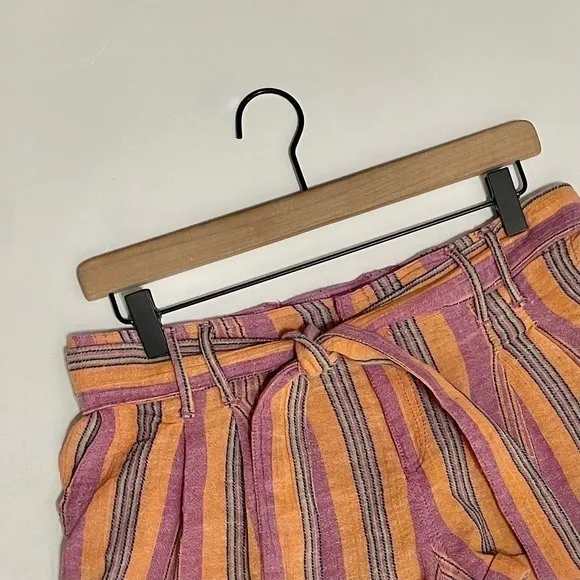 FREE PEOPLE Barbados Bloom Belted‎ Cuffed Shorts Tropical Stripes Vacation 6 - Image 3