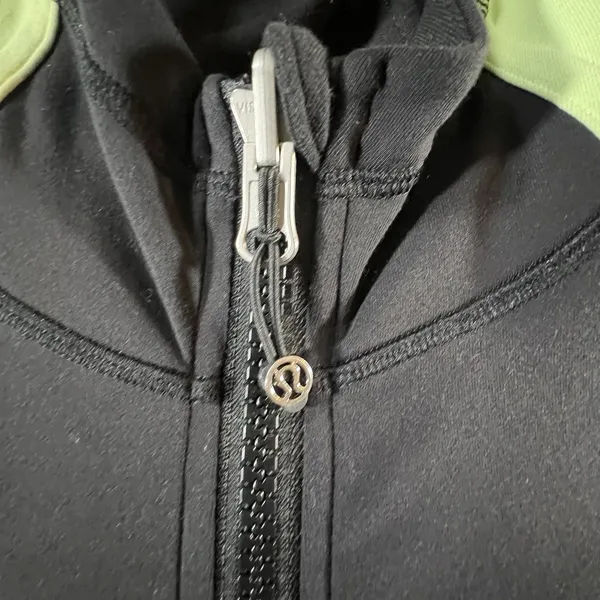 Lululemon Scuba Hoodie Jacket Size‎ 8 Black Green Colorblock Full Zip Pockets - Image 3