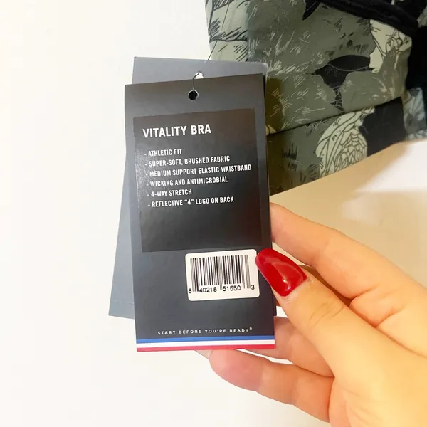 Four Laps vitality athletic fit peonies print thyme olive green new bra - Image 10