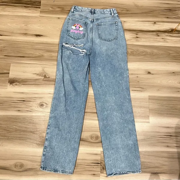 Playboy PacSun Bunny '90s Boyfriend Jeans High Rise Ripped Distressed Women’s 27 - Image 5