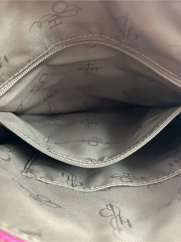 Cole Haan Pebbled Two-Tone Pink Leather Expandable Crossbody Bag - Image 8