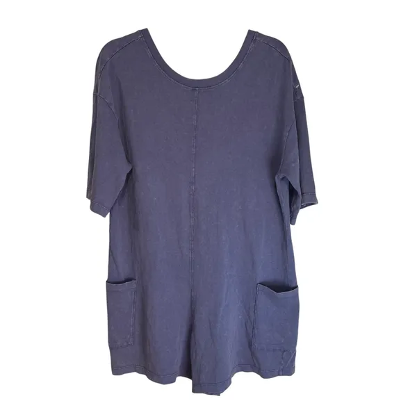 Double Zero Mystical Medium Romper Blue‎ Purple Cotton V-Neck Pocket DZ25C080 - Image 7