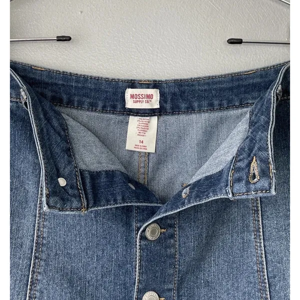 Mossimo Denim Button Up Down Skirt Size 14 Blue Jean Short Mini Stretch Western - Image 3