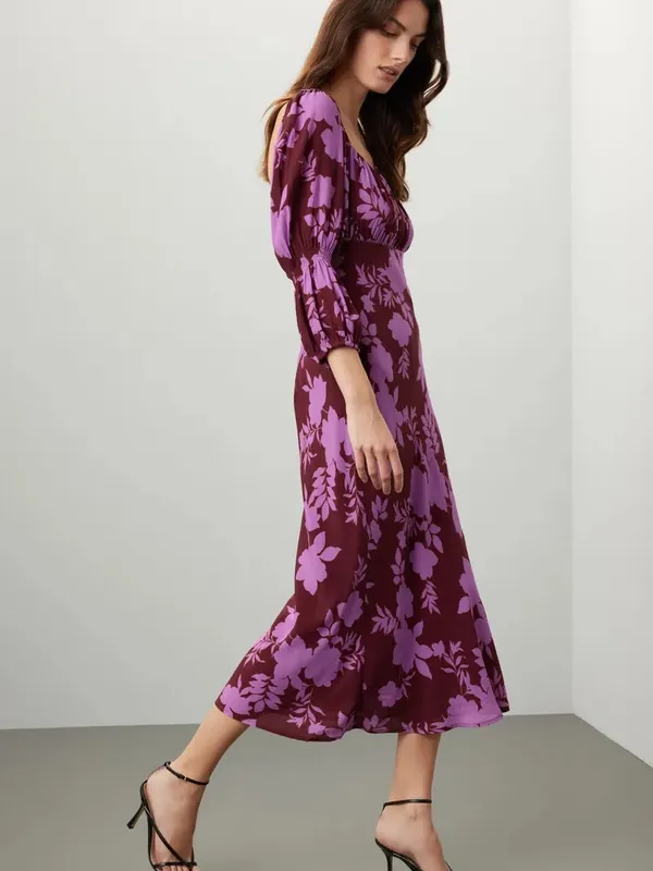 Peter Som Collective Floral Square Neck Midi Dress 4 Shell 58% Viscose 42% Rayón - Image 2