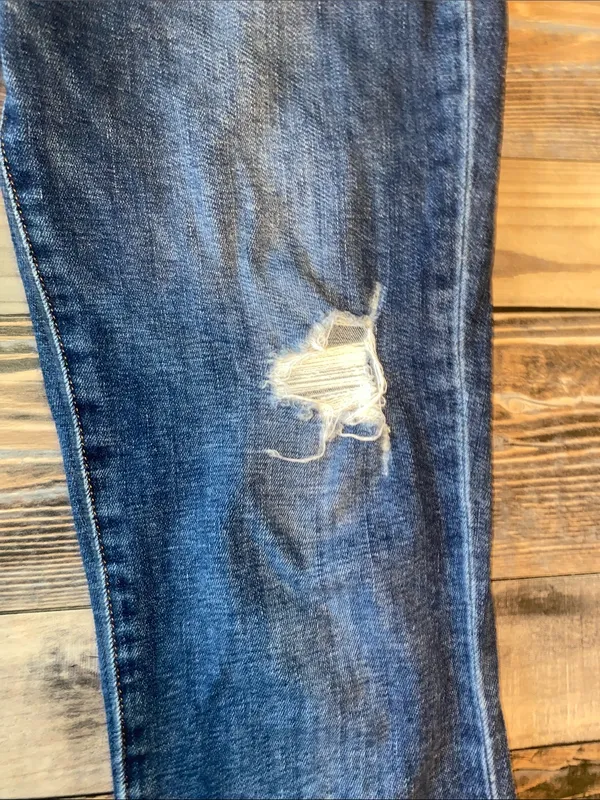 Sam Edelman The Kitten Mid Rise Dark Blue Distressed Skinny Jeans - Image 4