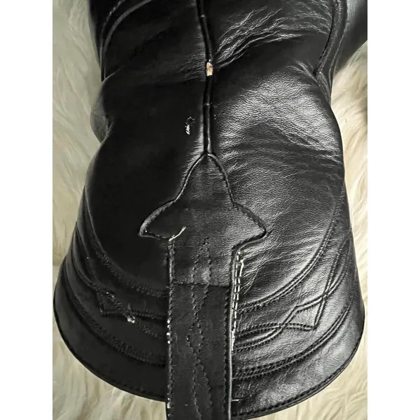 Ladies/Teens Black LeatherRoper Western Boots - Image 6