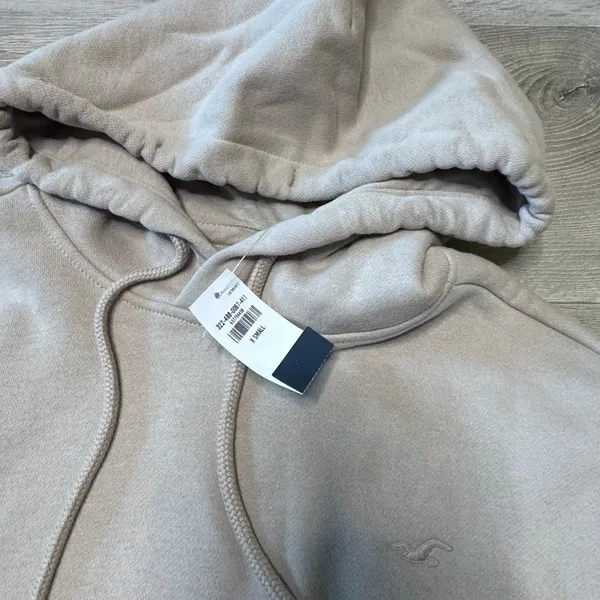 Hollister Womens XS Taupe Beige Oversized‎ Fleece Pullover Hoodie NWT - Image 3