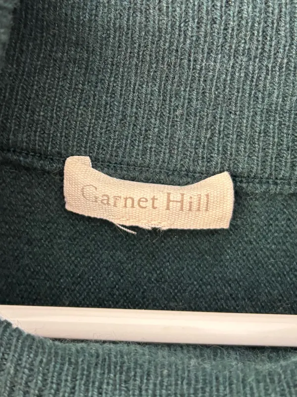 Garnet Hill Forest Green Wool Cashmere Blend Turtle Neck Sweater Front Pockets - Image 5
