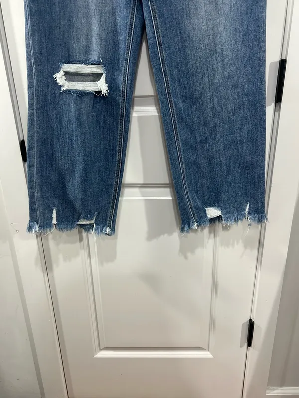 Lovervet High Rise, Medium Wash, distressed Dad Jeans - Image 4