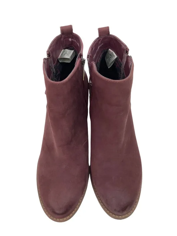 -Blondo Eve Leather Ankle Booties Boots Womens 8.5 Plum Burgundy Waterproof - Image 7