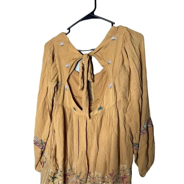 Free People‎ Women’s Rhiannon Orange Embroidered Dress Size XS - Image 7