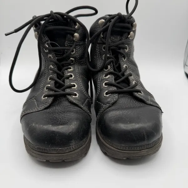 Harley-Davidson 84280 Black Leather Moto Lace Up Ankle Boots Women 8 - Image 2