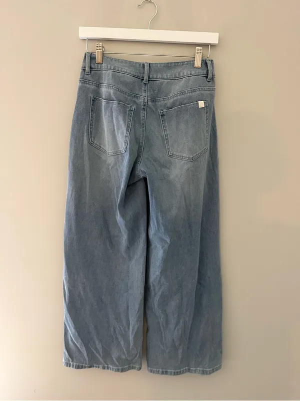 Halara Flex Crossover Waist Wide Leg Jeans Petite XS Light Wash - Image 5