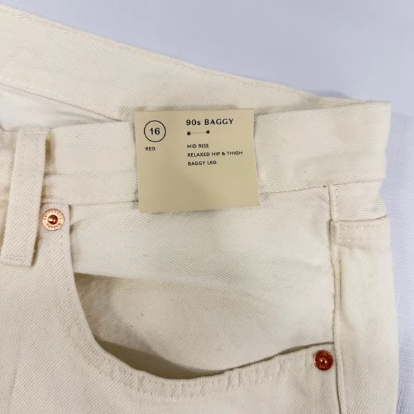 Universal Thread 90s Baggy Mid Rise Relaxed Jeans Cream Off White Size 16 Reg - Image 2