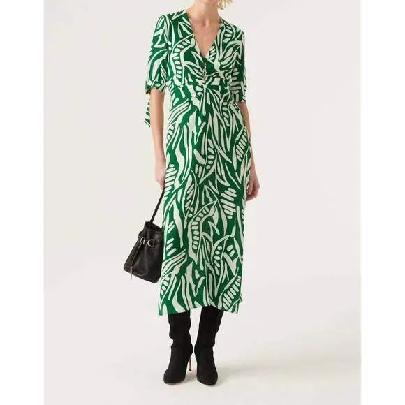 BA&SH Terence Midi‎ Dress in Green/White Size 2 Hawaiian Print - Image 2