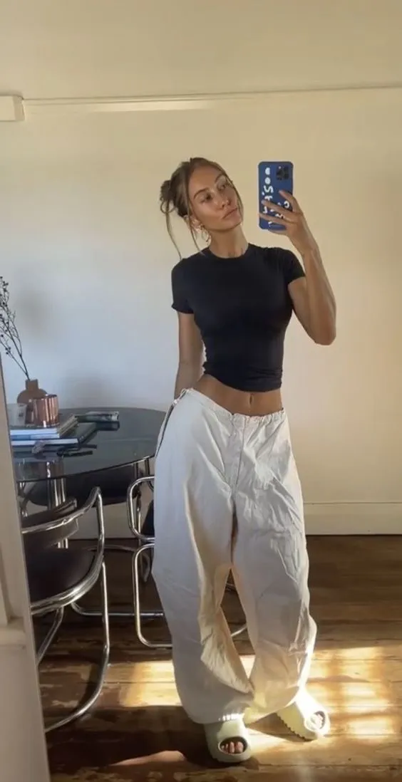 H&M Parachute Pants White - Image 4