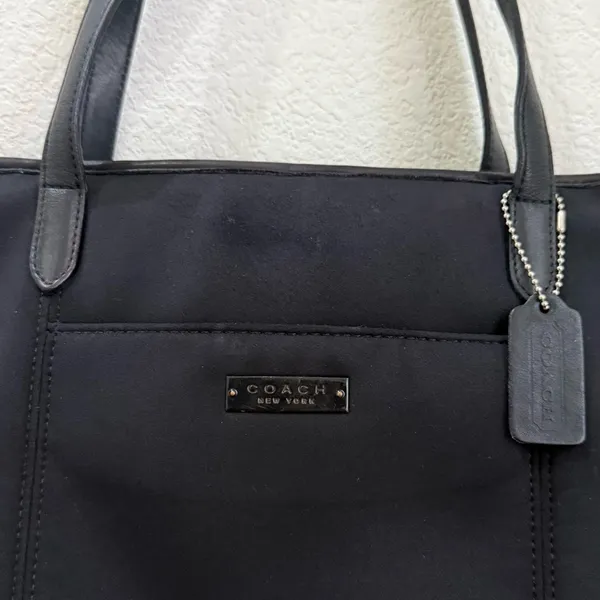 Vintage COACH 6217 Black Neoprene w/ Leather Handle Triple Compartment Tote Bag - Image 11