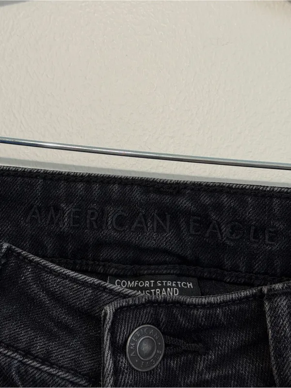 American Eagle Baggy A-Line Fit Jean Size 6 Black Loose Fit Flare Wide Leg - Image 4