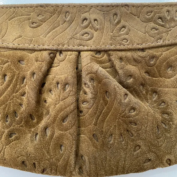 Lauren Merkin Brown Suede Leather Cutout Design Clutch w/Dustbag - Image 2