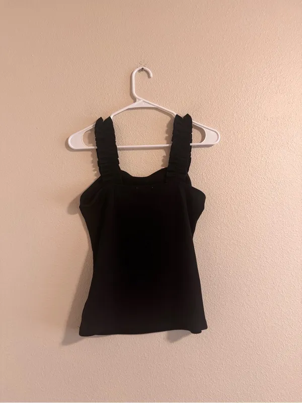 Bohme Black Ruched-Strap Ribbed Camisole - Image 3