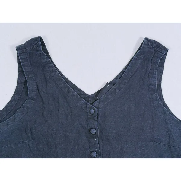 Turn Black Womens Linen Relaxed Crop Top XXL Black Minimal Organic Earthy Indie - Image 5