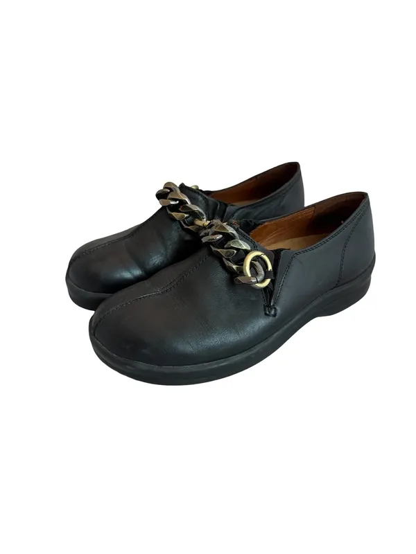 Birkenstock Footprints Black Slip-On Loafers Shoes w/ Chain Comfortable Size 38 - Image 4