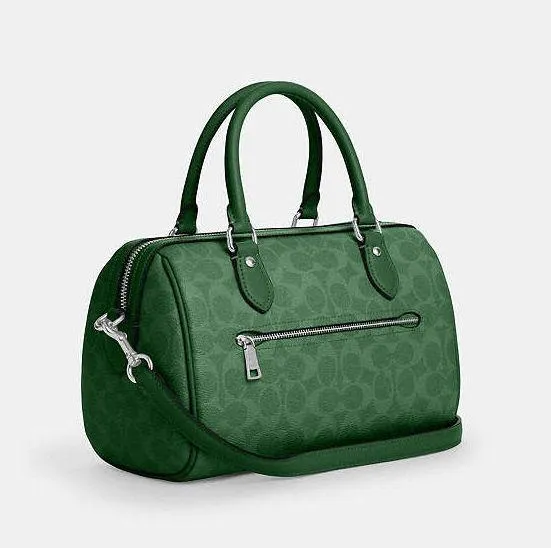 NWT Coach Medium Rowan Satchel Bag In Signature Canvas CV961 Bright Jade - Image 10