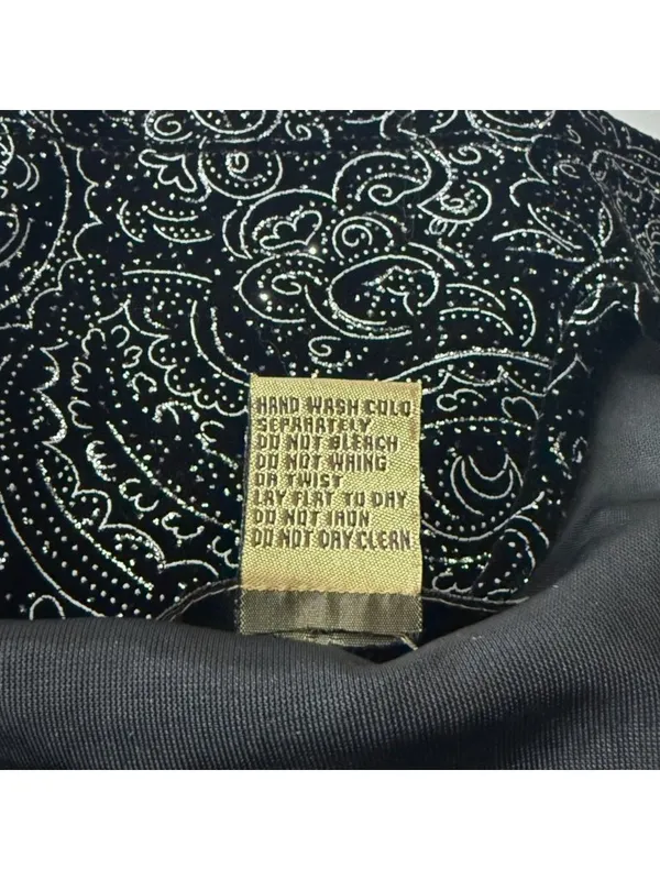 Notations Vintage Black Velvet Glitter Paisley Long Sleeve Top Petite Medium Whimsigoth - Image 7