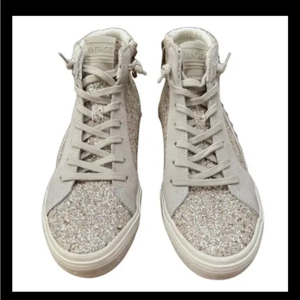 Havaianas Vintage Havana Glitter Star High Tops Women’s 11 Silver Sequin Sparkly Sneaker - Image 8