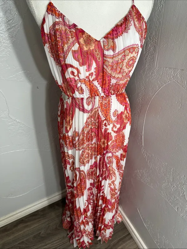 Express Pink & Orange Paisley Cutout Maxi Dress - Image 8