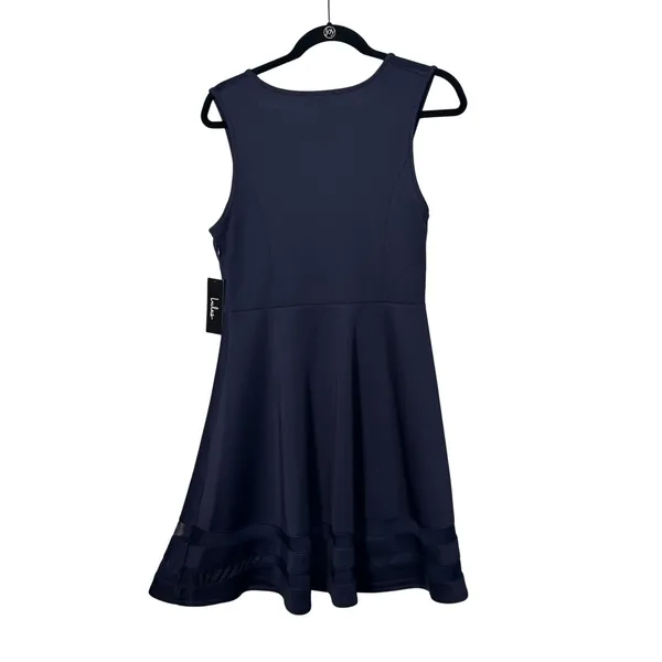 Lulus Navy Blue Sleeveless Sheath Dress with Mesh Accents Size M NWat - Image 5