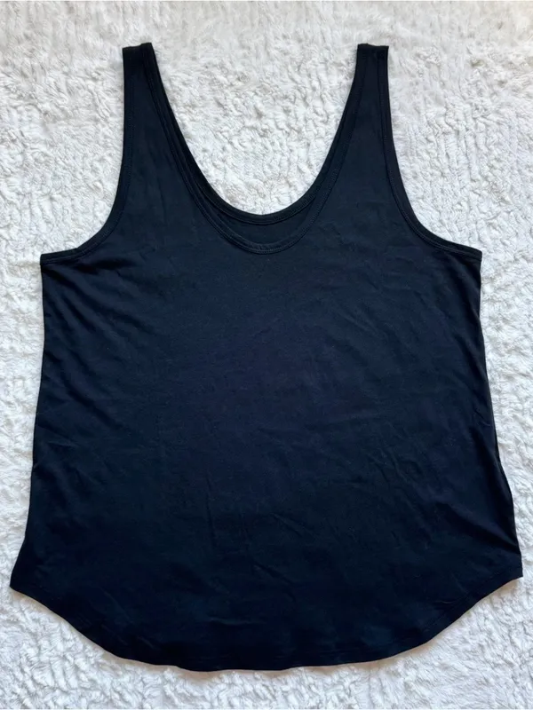Quince Tank Top Women M Black Scoop Neck Cotton Modal Jersey Basic Minimalist - Image 2