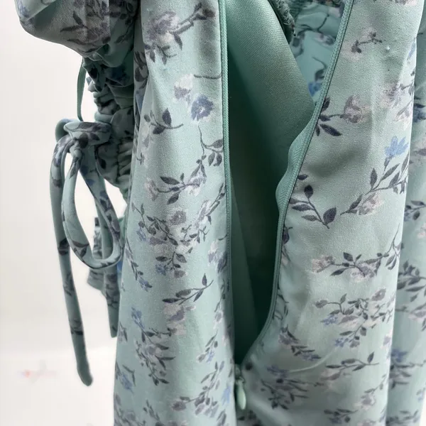 Pink Republic Babydoll =Floral Dress XS Milkmaid Coquette Cottagecore Bow Sage - Image 9