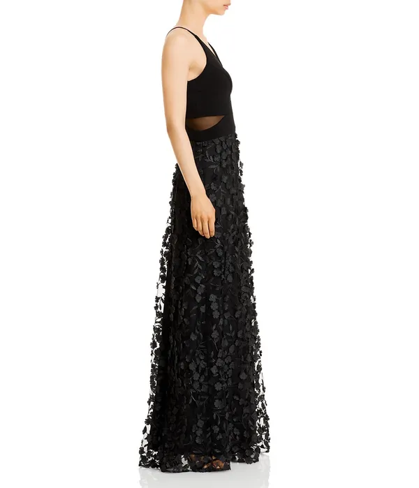 AQUA Floral Appliqué Gown Exclusive - Image 3