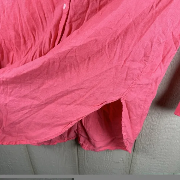 Aerie Oversized Linen Blend Button Up Tunic Top Size Medium Pink Cover-Up Beach - Image 4