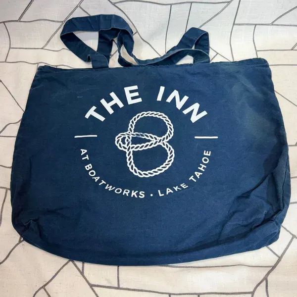 Tahoe Fund Tote‎ Bag Large Blue Canvas Lake Tahoe The Inn at Boatworks Zippered - Image 4