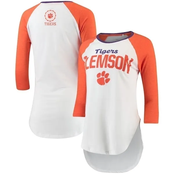 Three Ships Women's Size Medium Quinn Shirt Raglan Sleeve Clemson Tigers White - Image 14