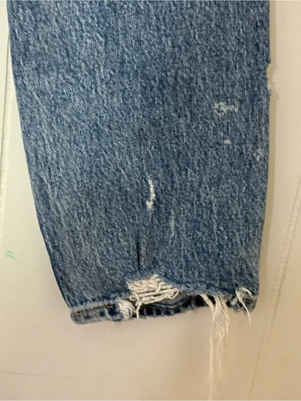 Abercrombie & Fitch High Rise Mom Jeans Size 24 / 00S Distressed Raw Hem Cropped - Image 8