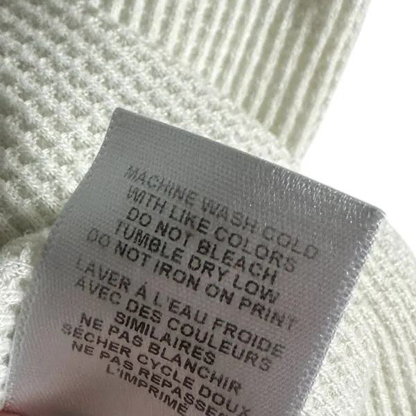 Billabong Waffle Knit Long Sleeve Top XS Cream Graphic Thermal Surf Casual Shirt - Image 8