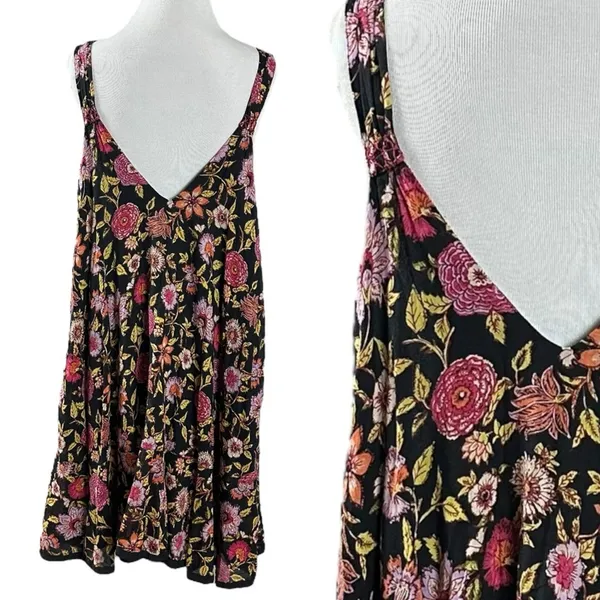 Free People Bohemian Dainty Retro 70s Floral Swing Dress Size Large Flowy - Image 7