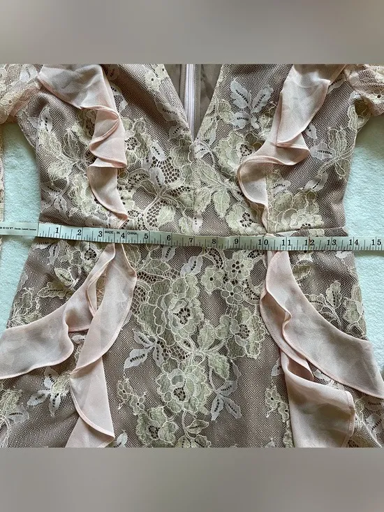 For Love & Lemons Bumble Pink Ruffle Lace Mini Dress size S - Image 12