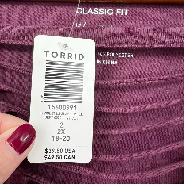 NEW Torrid Classic Fit Cotton Crew Neck Slasher knit purple Tee plus size 2X - Image 8