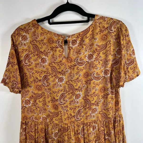 PATRONS OF PEACE‎ Bohemian Tiered Mini Dress Paisley Floral Small Fall boho - Image 9