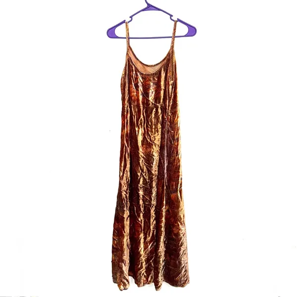 URU Kristine St. Rrik Bronze Crushed Velvet Midi Maxi Dress One Size - Image 2