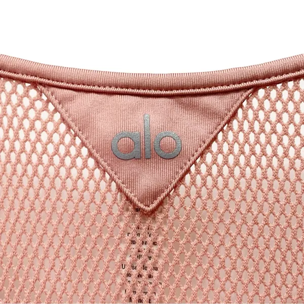 Alo Yoga Lucid Tank Top Size Large Pink Mesh Sheer Breathable Workout Coverup - Image 4