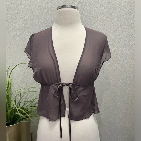 NWT House‎ of CB 'Maia' Dark Muave Tie Front Top Sz 4 $135 - Image 7