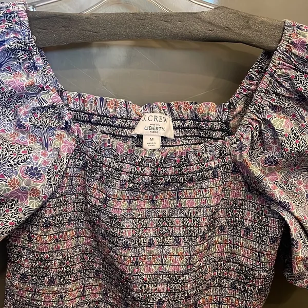 J. Crew Smocked Square-neck Cotton Top In Liberty Club Nouveau Floral Pr… - Image 6
