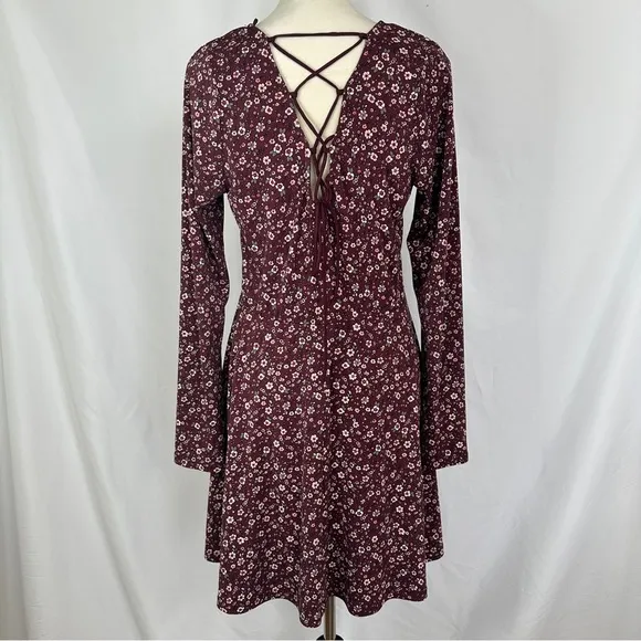 Aeropostale Dress Floral Womens Size XL Crisscross Back Long‎ Sleeve Midi Dress - Image 5